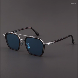 Gafas de sol de acetato de titanio, montura polarizada, gafas Vintage para hombre, gafas UV400 para conducir al aire libre, gafas de sol para mujer