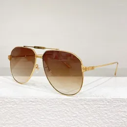 Zonnebrillen titanium dubbele brug dames luxe goud UV400 originele mode -zonne -bril mannen ovaal brillen 0352S accessoire