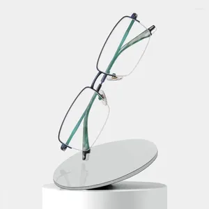 Zonnebril Titanium Brillen Anti Blauw Licht Computer Leesbril Mannen Met Lens Groene Cover Metalen Frame Brillen TP909