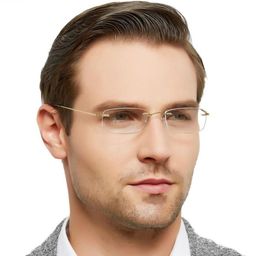 Lunettes de soleil Lunettes en titane Frame Hommes lisant des lunettes rétro ultra-légères Rimless Embouchant Eyewear 1 2 Occi Chiar4445921