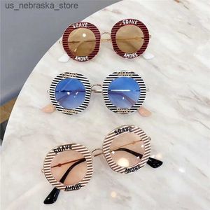 Lunettes de soleil Tonghuajia Lunettes pour enfants bébé garçons et filles Eyes de mode tendance Instagram Cadre rond en Corée Q240410