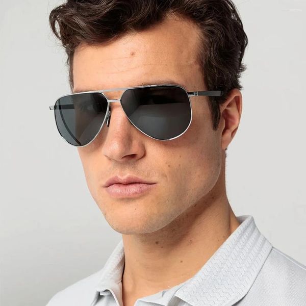 Gafas de sol de primera categoría de moda de titanio doble puente estilo piloto hombres mujeres modelo 8962 gran marco ovalado de gran tamaño moda al aire libre