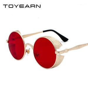 Lunettes de soleil Design de marque Toyarn Men de sailpunk vintage petit cercle métallique rond Femmes pour lunettes masculines Eyewear1 255E