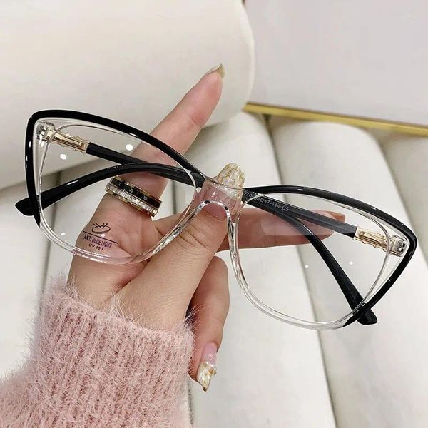 Gafas de sol Tr90 Cateye Antiblue Light Glasses Mariposa Marco de anteojos para mujeres Gafas ópticas Marca Moda Diseñador de lujo Eye Glass