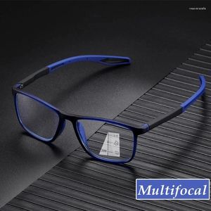 Sunglasses TR90 Multi-focal Progressive Reading Glasses Men Women Anti Blue Ray Presbyopic Square Eyeglasses Diopter 1.0 To 4.0