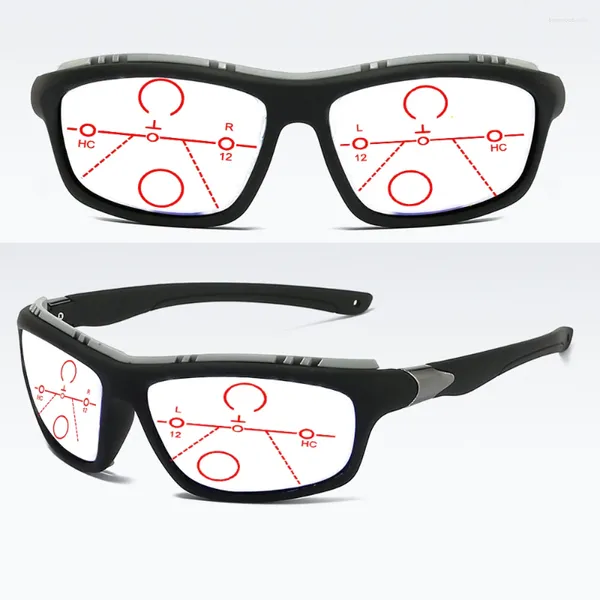 Lunettes de soleil TR90 Sports Fit The Face Black Frame Lunettes de lecture multifocales progressives 0,75 1 1,25 1,5 1,75 2 2,25 2,5 2,75 à 4