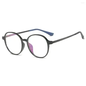 Zonnebrillen TR90 Titanium -bril met frame Ultralicht Ronde Ronde Glazen Zuiver flexibel rubber anti -blauw licht voor vrouwelijke mannen