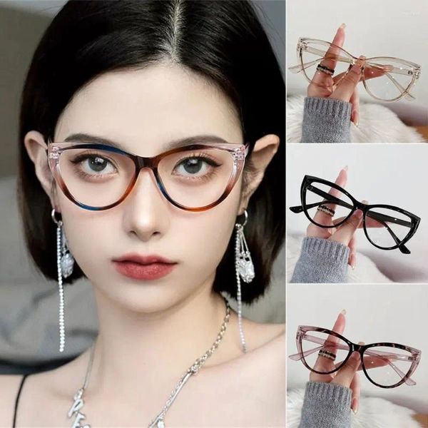 Lunettes de soleil Frame transparent anti-UV Blue Rays Lunes Retro PC Vision Care Flat Mirror Eyewear Ultra-Light E Eapres Femmes Girls