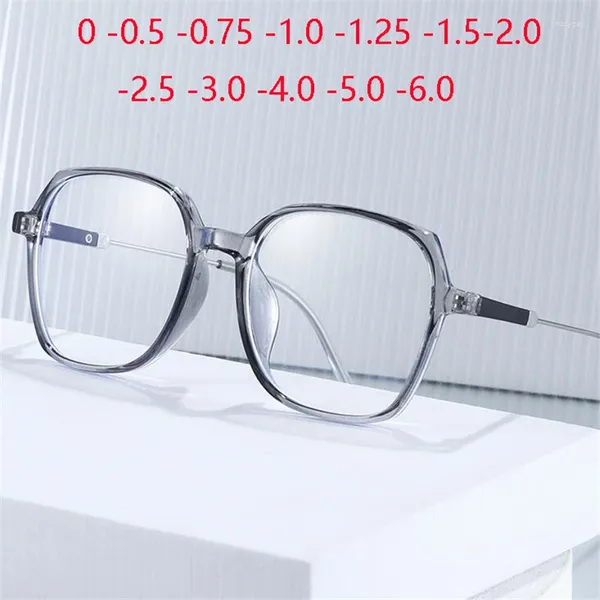 Lunettes de soleil monture grise transparente TR90 lentilles de prescription anti-lumière bleue lunettes myopes unisexe lunettes dioptriques 0 -0,5 -0,75 à -6,0