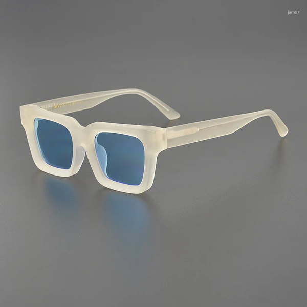 Lunettes de soleil transparentes mates pour hommes et femmes, polarisées, unisexe, monture carrée, verres roses, jaunes, bleus, en acétate