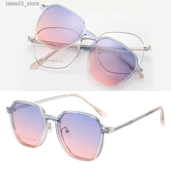 Lunettes de soleil tendance marque design hommes femmes aimant lunettes de soleil polarisées clip sur lunettes de soleil ronde optique protection UV lunettes montures de lunettes Q231120