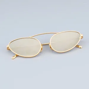 Zonnebril Trend Ovale Eivorm Titanium Vrouw Gepersonaliseerde Onderscheidende Brillen TOP Kwaliteit Dunne Kleine Gezicht Echte Bril