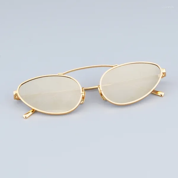 Lunettes de soleil tendance ovale forme d'oeuf titane femme lunettes distinctives personnalisées TOP qualité mince petit visage lunettes authentiques