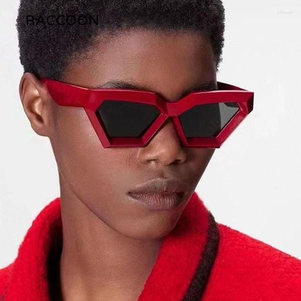 Gafas de sol Trending Polygon Cat Eye Y2k Mujeres Hombres Gafas de sol cuadradas Sombras futuristas Gafas triangulares de moda Hip Hop Disco