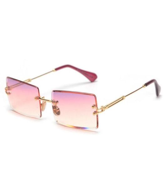 Lunettes de soleil Tendance Femmes hommes Small étroit Tint Lens Fashion Rectangle Rose Rose Blue Yellow Square Shade FML1968352