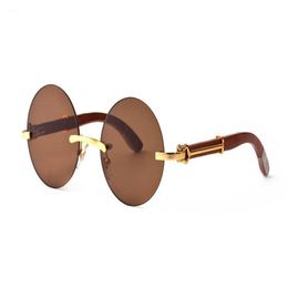 Lunettes de soleil tendances hommes rétro rond bois lunettes de soleil de sport steam punk métal femmes lecture lunettes de soleil hommes rétro corne de buffle glasses227L