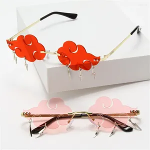 Lunettes de soleil tendance nuages sans monture femme gland pendentif lunettes de soleil femme mâle drôle fête de danse UV400 pour voiture