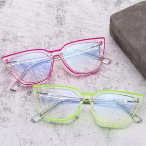 Lunettes de soleil tendance pour ordinateur, anti-éblouissement, œil de chat, monture sans ordonnance, lumière bleue pour femmes