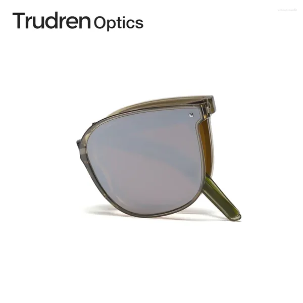 Gafas de sol Trudren para mujer de moda plegable hombres viajes polarizados gafas de sol TR90 marco plegable lente plana gafas de sol con tachuelas 2109