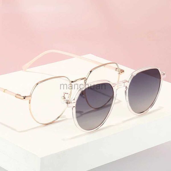 Gafas de sol Gafas de sol de ojo de gato de metal dos en uno Mujeres Cubierta de clip magnético Gafas ópticas vintage Marco Diseñador Gafas de sol polarizadas 240401