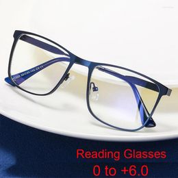 Lunettes de soleil Lentes de lecture anti-bleu ultra-légères Men de lecture de haute qualité Coins de soins anti-Fatige Gold Metal Square