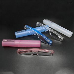 Lunettes de soleil porte-stylo ultra-léger lunettes de lecture avec boîte 2023 hommes multicolore une pièce en plastique presbyte 1.0