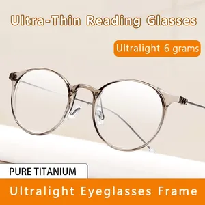 Gafas de sol Gafas de lectura ultraligeras Bloqueo de luz azul Lentes de resina ultrafinas Gafas de presbicia redondas TR90 ligeras para mujeres