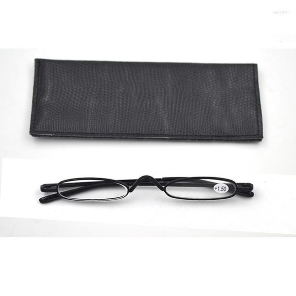 Gafas de sol ultraligeras Mini gafas de lectura plegables mujeres hombres 1,0 a 4,0 aleación contenedor portátil presbicia pluma enviar estuche A1
