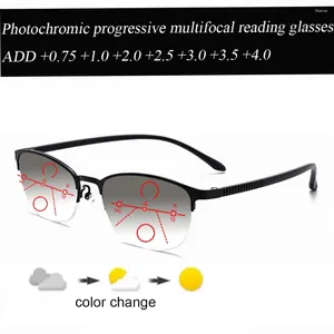 Lunettes de soleil ultralégères pochromiques gris progressif multifocal lunettes de lecture hommes d'affaires femmes 1.0 1.5 1.75 2.0 2.5 3 3.5 4