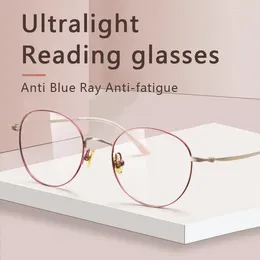 Lunettes de soleil Lunettes de lecture ultralégères en titane pur bloquant la lumière bleue lentille en résine dure ultra-mince CR39 lunettes de presbytie pour les femmes