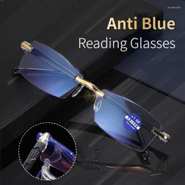 Gafas de sol Gafas de lectura ultraligeras sin montura para hombres y mujeres Gafas antiluz azul para computadora Gafas presbiópicas Grado unisex 1.0 - 4.0