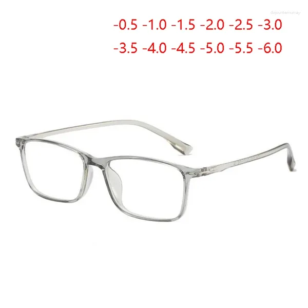 Lunettes de soleil ultralégères TR90 couleur bonbon lunettes de lunettes transparentes femmes miroir clair carré fini myopie -0.5 -1.0 à -6.0