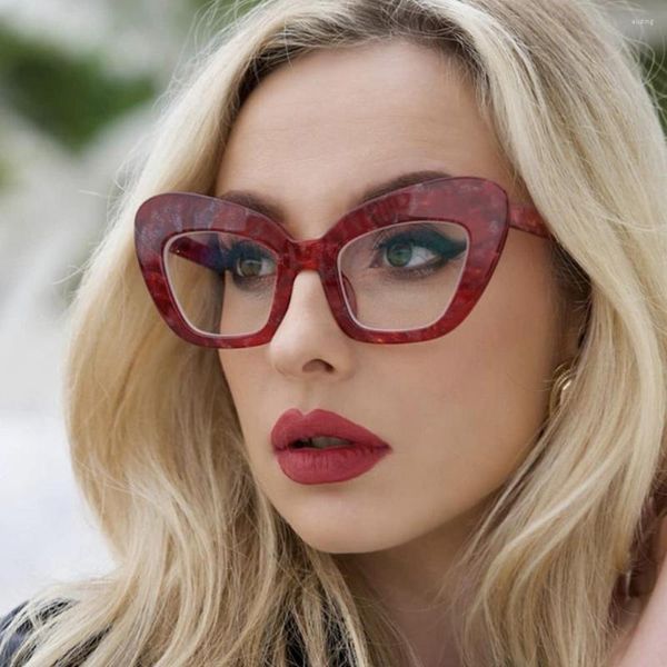 Lunettes de soleil Umanco Sexy Big Cat Eye Lunettes de prescription Cadre pour femmes Tendance Vision Care Anti Blue Light Ordinateur AC Lentilles