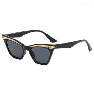 Gafas de sol únicas de ojo de gato dorado para mujer, gafas negras de diseño de lujo, gafas de fiesta para mujer, gafas de moda Retro para conducir UV400