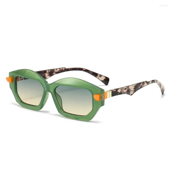 Gafas de sol únicas cuadradas irregulares para mujer, gafas de sol de doble Color, diseño de marca Retro, remaches de tendencia, gafas de sol con gradiente UV400