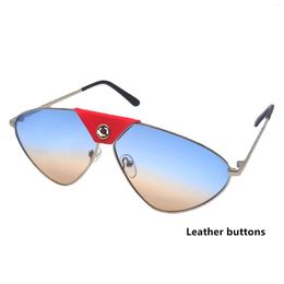 Lunettes de soleil Unique cuir boutons Pochromic Triangle femmes hommes 2023 Hip Hop Style fête lunettes de soleil Steampunk