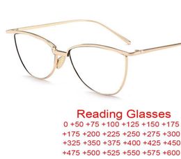 Lunettes de soleil Eyeglass Presbyopie Magnification 0 60 Dioptrer Brand Vintage Design anti-bleu Lunes de lecture Metal Cat E6997397