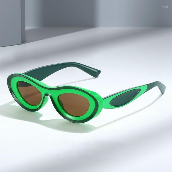 Lunettes de soleil Unique Punk vert oeil de chat femmes hommes haute qualité cadre carré lunettes de soleil mode rose nuances lunettes femme UV400