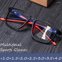 Lunettes de soleil unisexes multifocales lunettes de lecture hommes femmes anti-bleu près de la presbytie lointaine transparente rétro lentille HD lunettes progressives
