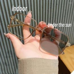 Lunettes de soleil Unisexe Smart Fashion Couleur Changement anti-UV Frame carrée surdimensionnée Minus Diopter Eyewear 0 à -4.0