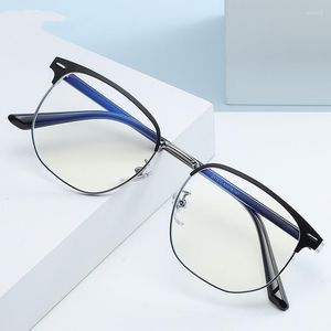 Zonnebril Unisex Vierkante Effen Bril Legering Frame Stijl Brillen Alle Match Geschikt Voor Gezicht Anti Blauw Licht