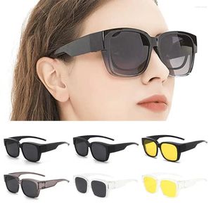 Lunettes de soleil avec protection UV qui peuvent être portées par-dessus d'autres lunettes, lunettes carrées, coupe polarisée