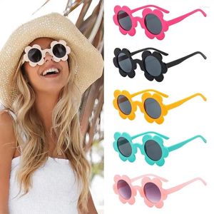 Lunettes de soleil rondes tournesol Y2K, Protection UV400, nuances de fleurs pour roman Disco/Festival/fête/Festival de musique