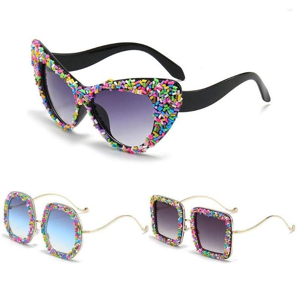 Lunettes de soleil UV400 Steampunk femmes hommes nuances Punk colorées lunettes de soleil esthétiques pour décorations d'halloween/faveurs de fête