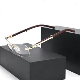 Zonnebril Vazrobe Randloze Brillen Frame Bril Heren Dames Man Houten korrel Frameloos Bijziend -150 200 250 300 Pochromisch Optisch