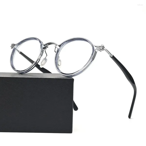 Lunettes de soleil Vazrobe Lunettes de lecture rondes Hommes Femmes Anti-reflet Lunettes Cadre Hommes Lunettes pour prescription Bleu Lentille unie