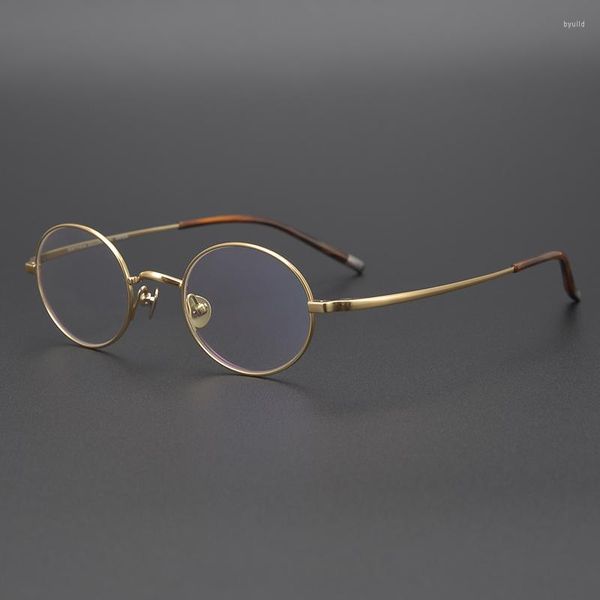 Gafas de sol Vazrobe, montura de gafas de titanio redondas pequeñas para hombre y mujer, gafas para miopía de bronce dorado, gafas de miopía 150 200 250 300 350, gafas de esfera alta