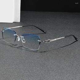 Zonnebril Vazrobe Titanium Randloze Brillen Frame Mannelijke Tint MR-8 Lens Bijziende Bril Mannen Trimmen Anti Blauw Licht 0 -150 -200 -250 -300