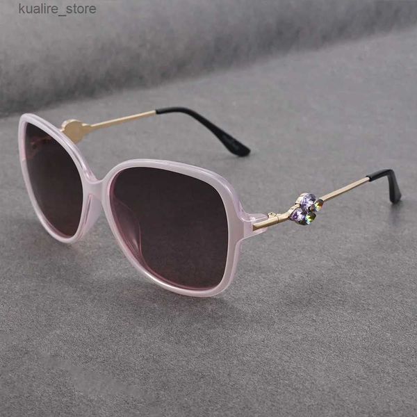 Lunettes de soleil Vazrobe blanc rose lunettes de soleil femmes polarisées diamant marque de luxe lunettes de soleil pour femme strass nuances élégant UV400 L240322