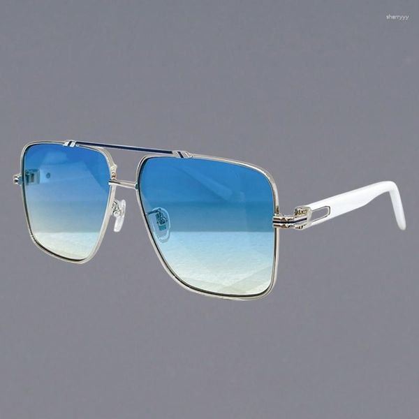 Gafas de sol VCH806 Square Pilot Style Mujer Lujo Aleación Acetato Versátil Gafas Doble Puente Gradiente Hombres Gafas de sol UV400